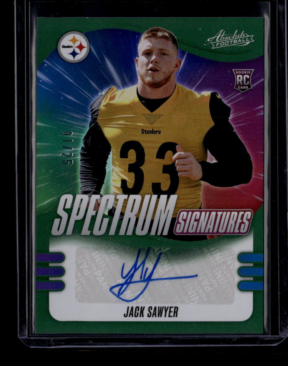 SOLD 180661 2025 Absolute Signatures Spectrum Green 130 Jack Sawyer Rookie Auto 7/25