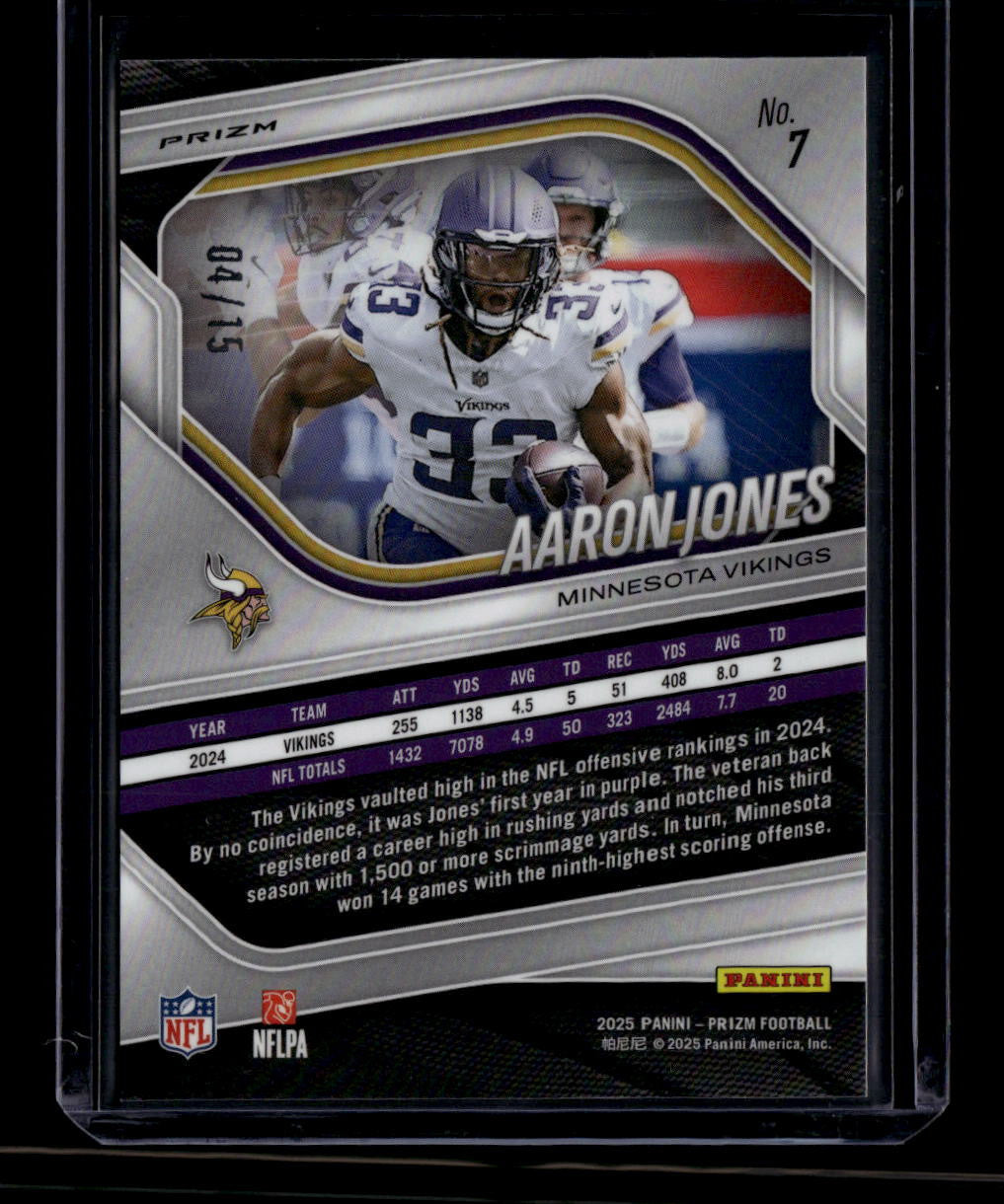 2025 Panini Prizm Prizms Forest Camo Refractor 7 Aaron Jones 4/15