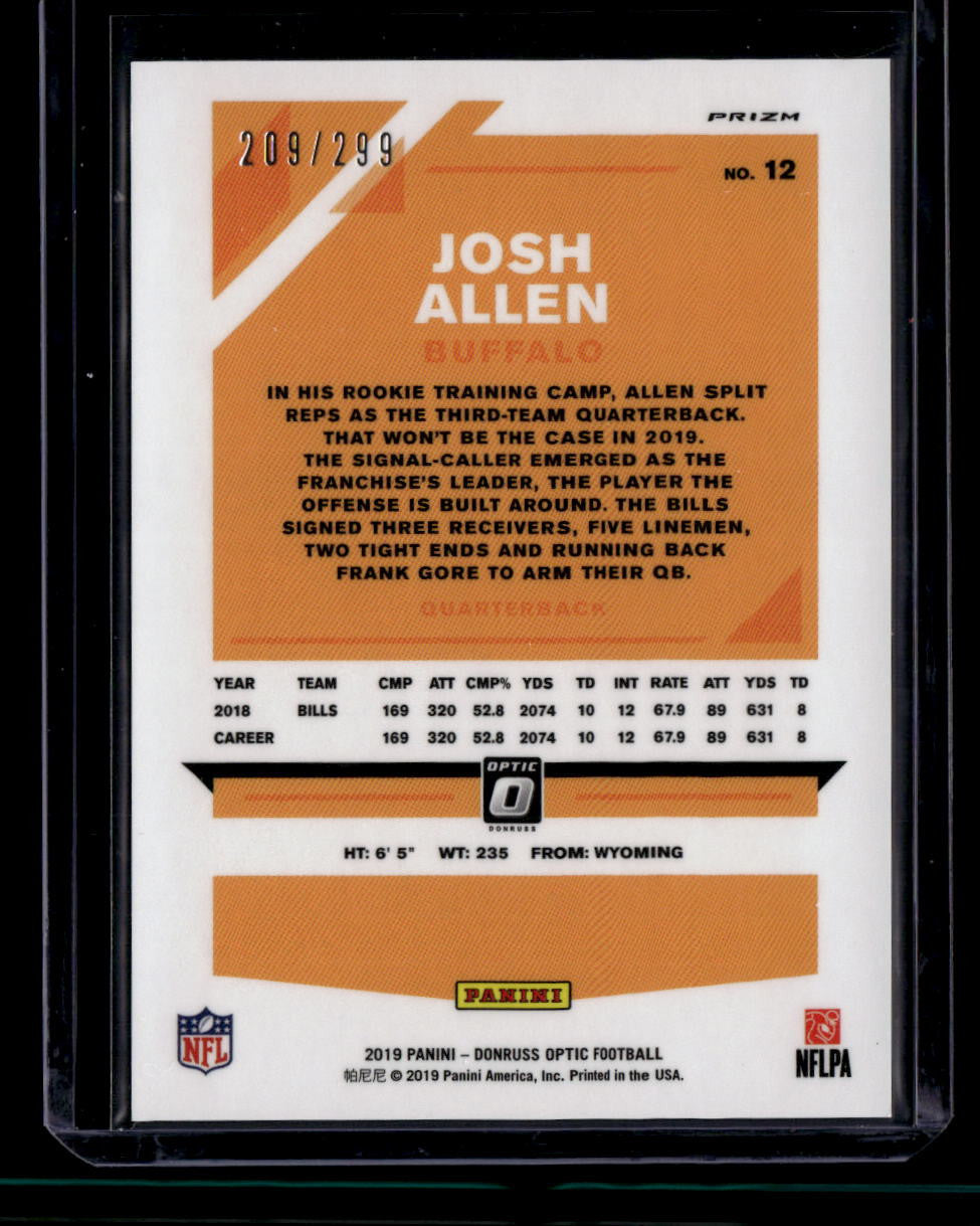 2019 Donruss Optic Aqua Refractor 12 Josh Allen 209/299