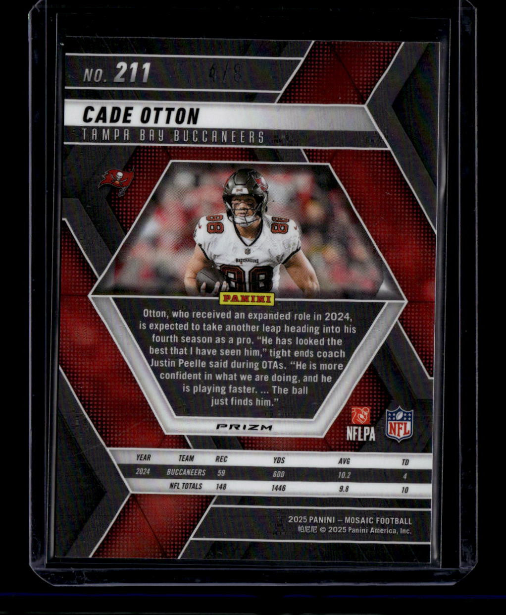 2025 Panini Mosaic Mosaic Choice Black Gold Refractor 211 Cade Otton 4/8