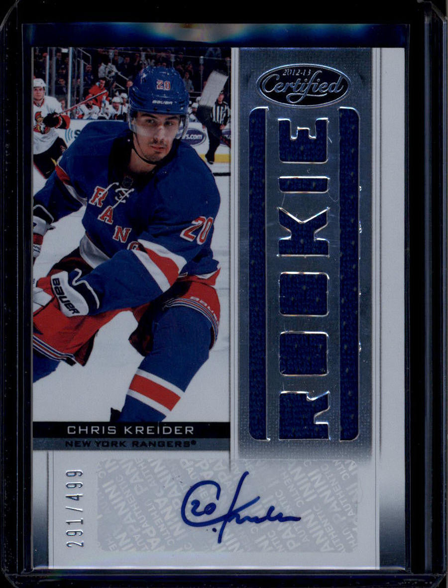 2012-13 Certified 183 Chris Kreider Rookie Jersey Auto 291/499