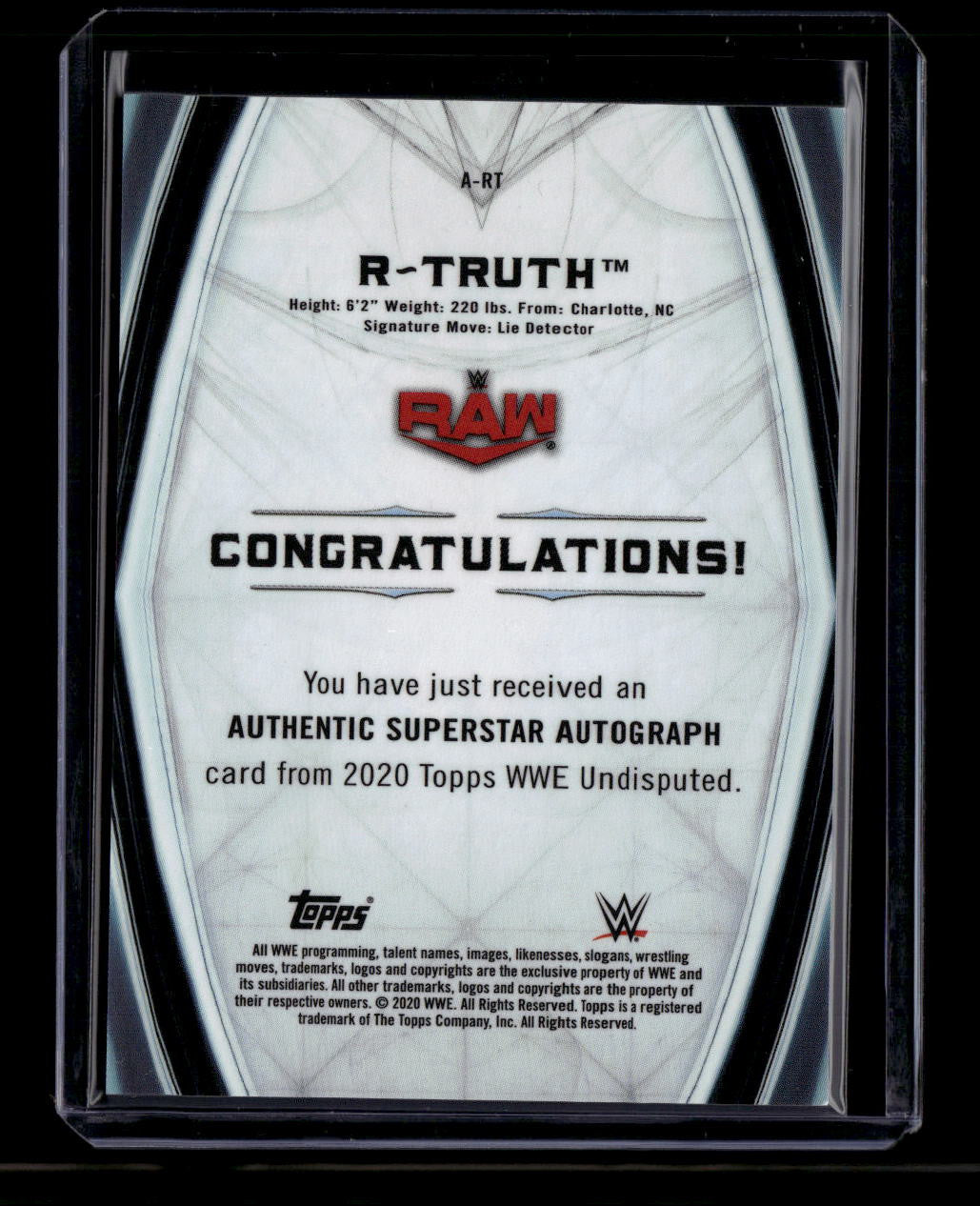 2020 Topps WWE Undisputed Autographs ART R-Truth Auto 58/199