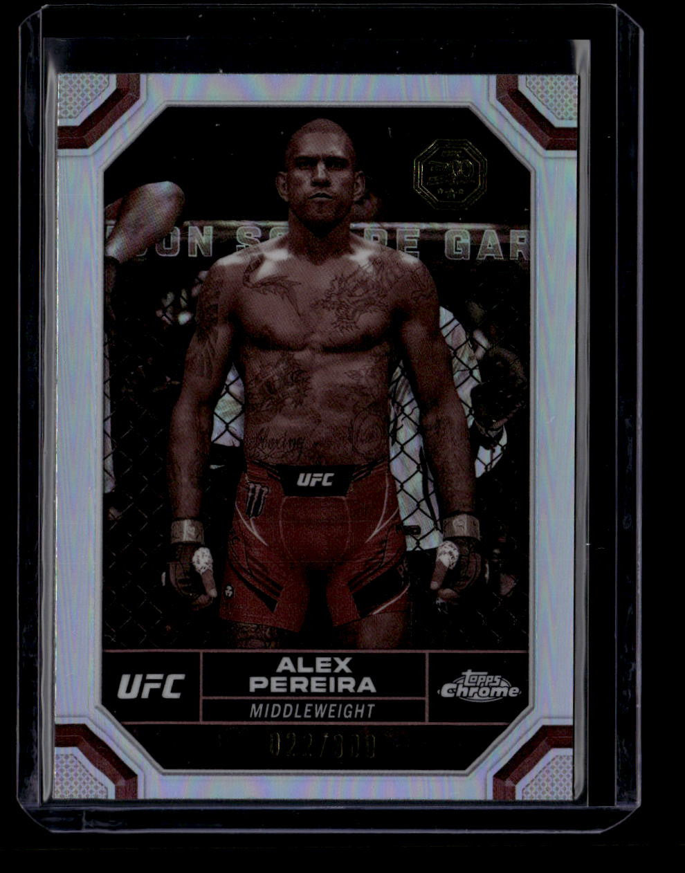 SOLD 180678 2025 Topps Chrome 2024 Buyback UFC Stamped Sepia Refractor Alex Pereira 22/300