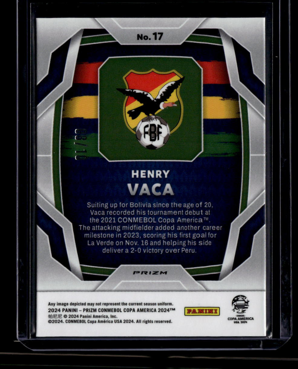 2024 Panini Prizm Copa America Gold Pulsar Refractor 17 Henry Vaca Rookie 8/10