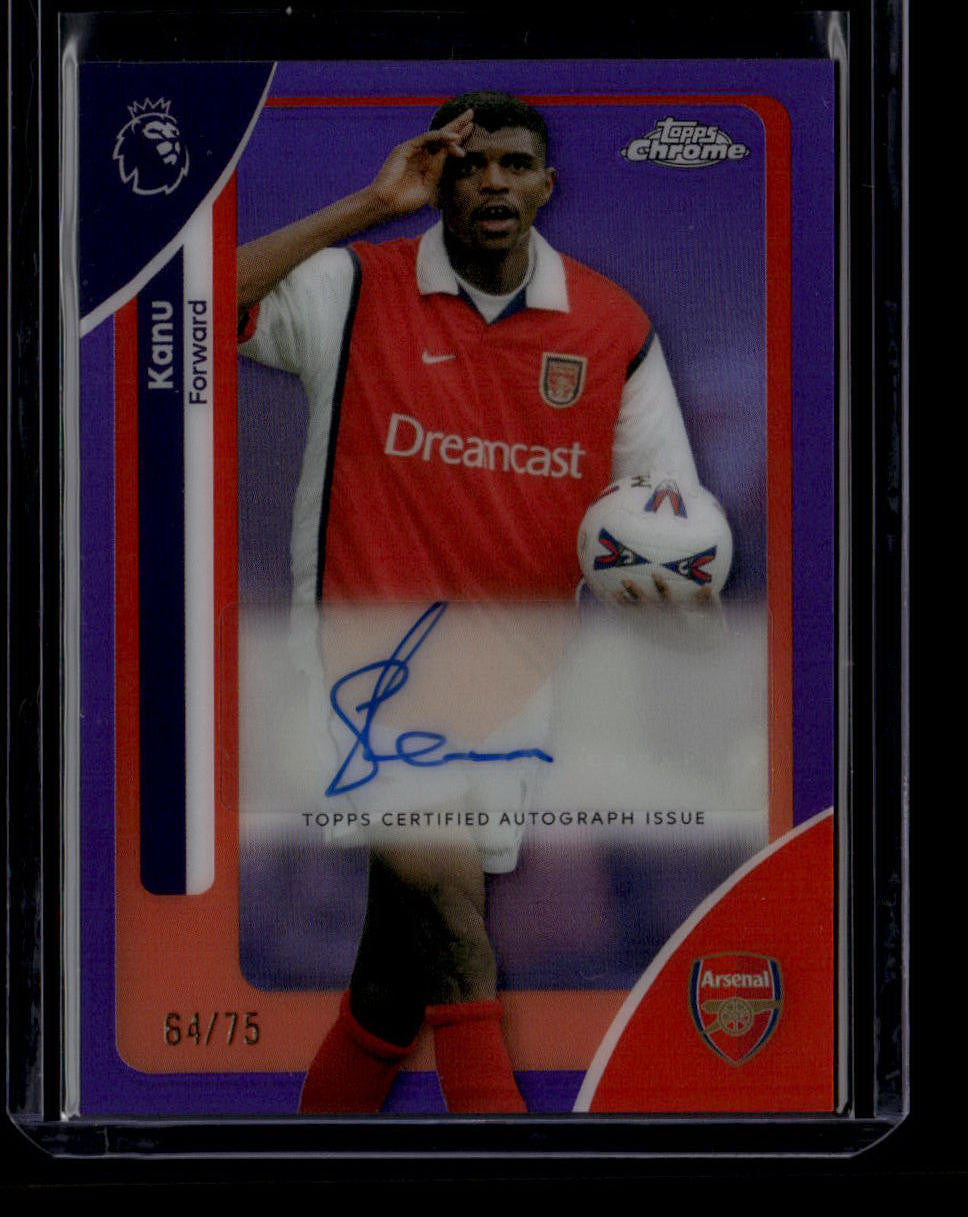 2025-26 Topps Chrome EPL Autographs Purple Refractor CAKA Kanu Auto 64/75