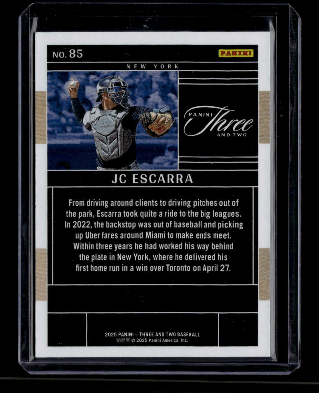 2025 Panini Three and Two Holo Emerald 85 JC Escarra Rookie 1/5