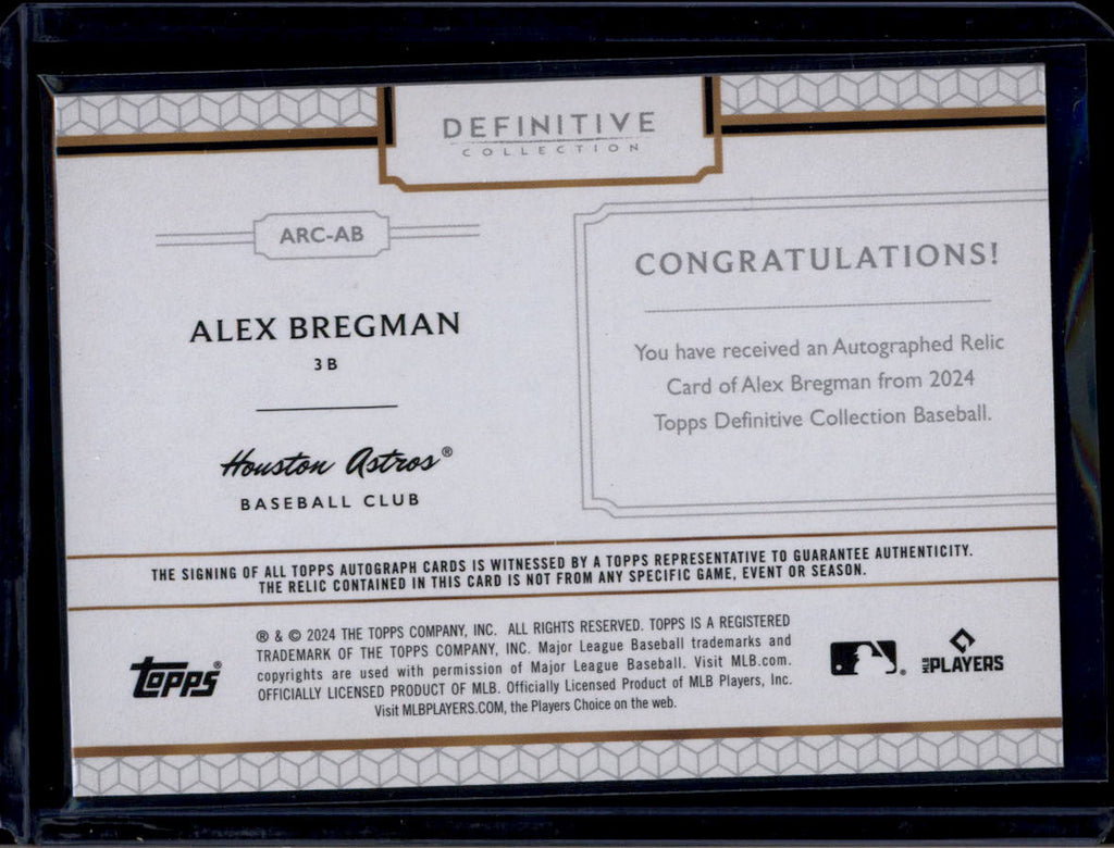 2024 Topps Definitive Collection Autograph Relics Alex Bregman Jersey Auto 46/50