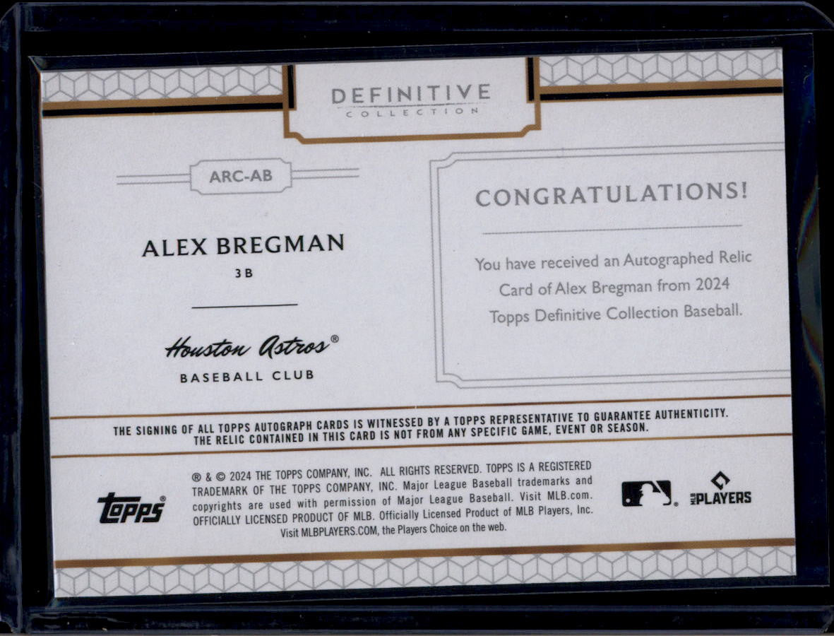 2024 Topps Definitive Collection Autograph Relics Alex Bregman Jersey Auto 46/50