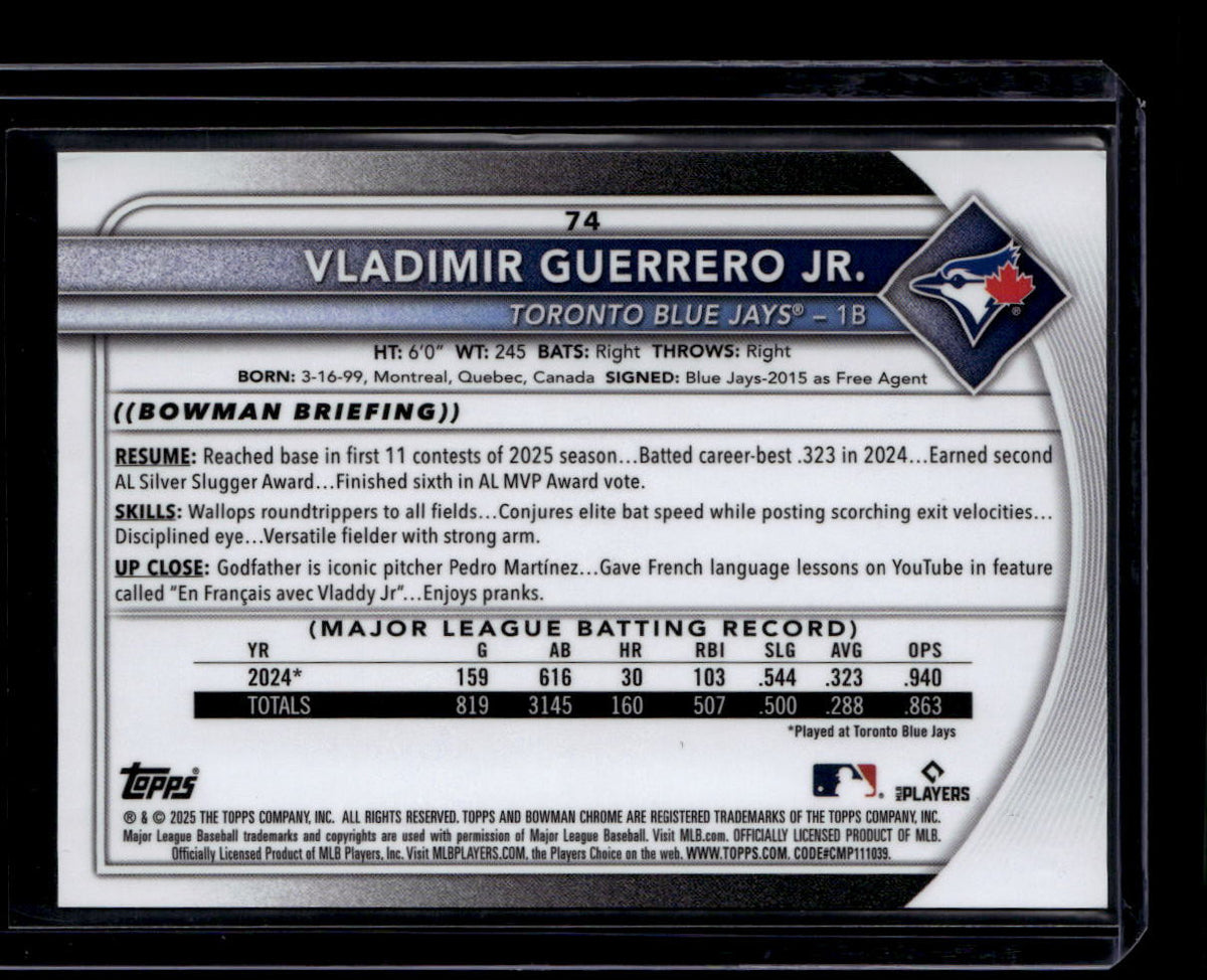 2025 Bowman Chrome Mega Box Orange Refractor 74 Vladimir Guerrero Jr. 12/25