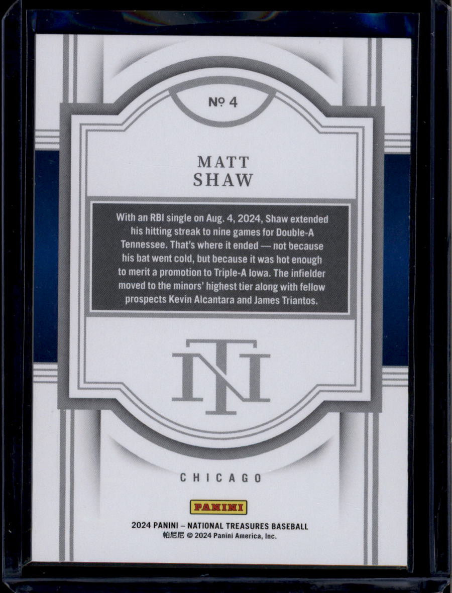 2024 Panini National Treasures Amethyst 4 Matt Shaw Rookie 2/3