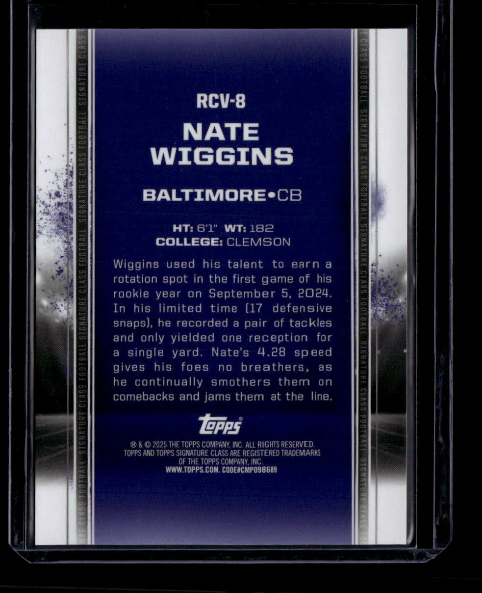2024 Topps Signature Class Rookie Chrome Blue Refractor rcv8 Nate Wiggins RC 1/5