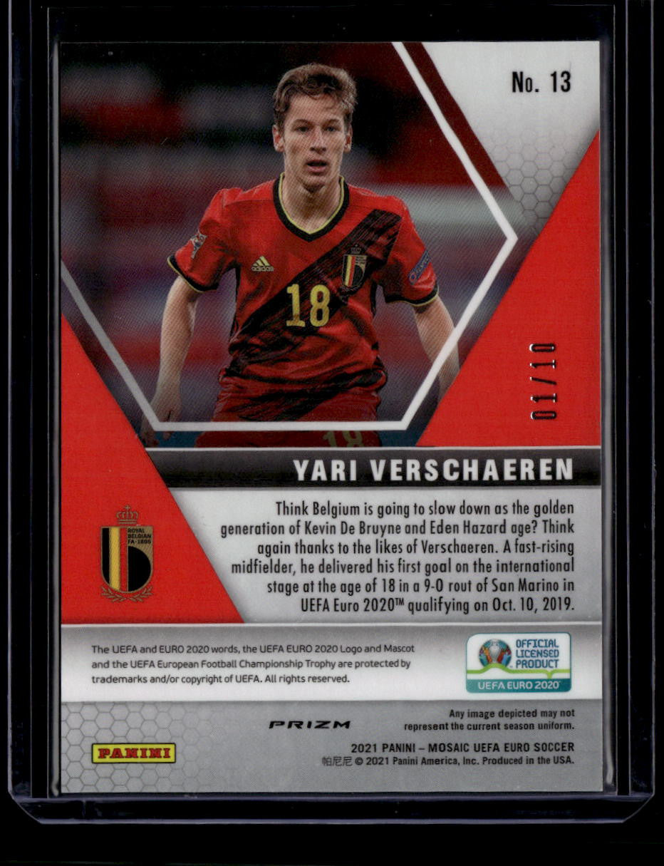 2020-21 Panini Mosaic UEFA Euro Circles Gold Refractor 13 Yari Verschaeren 1/10