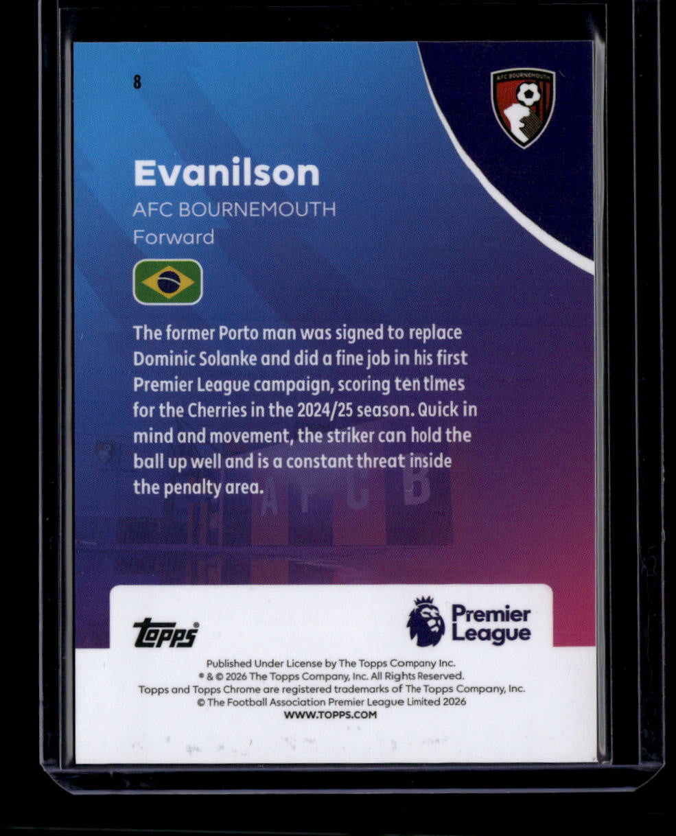 2025-26 Topps Chrome English Premier League Black Refractor 8 Evanilson 4/10