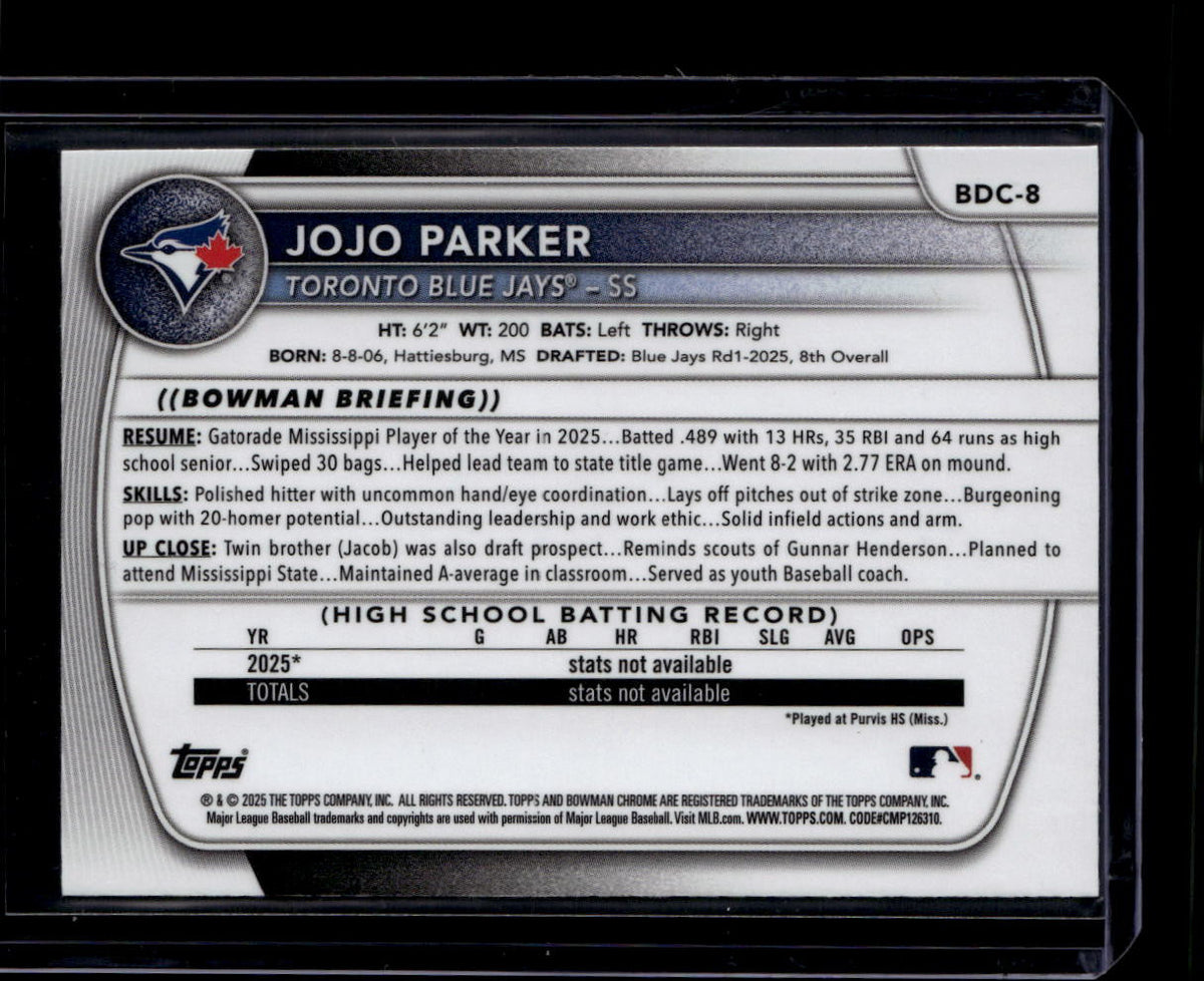 DELETE 180740 2025 Bowman Chrome Draft Mega Box Image Variations bdc8 JoJo Parker Rookie SP