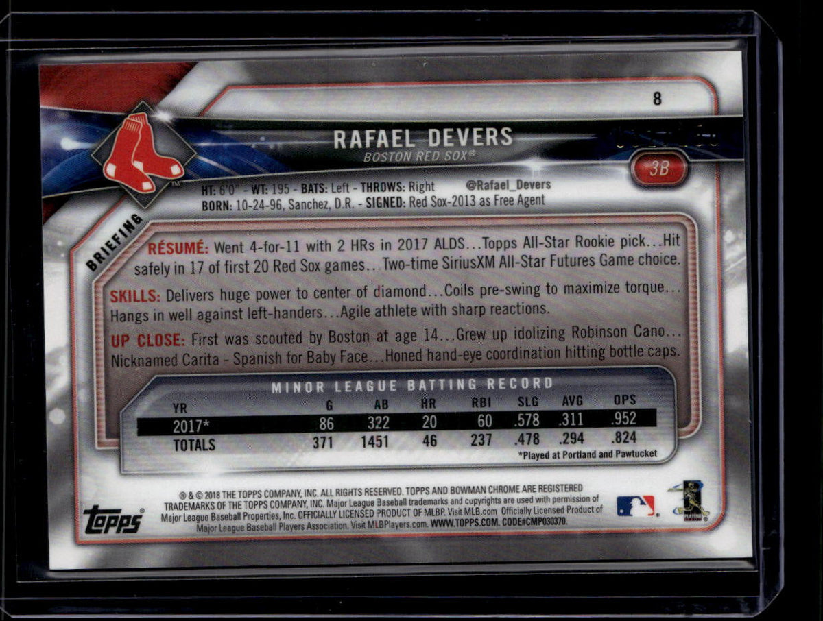 DELETE 180744 2018 Bowman Chrome Blue Refractor 8 Rafael Devers Rookie 32/150