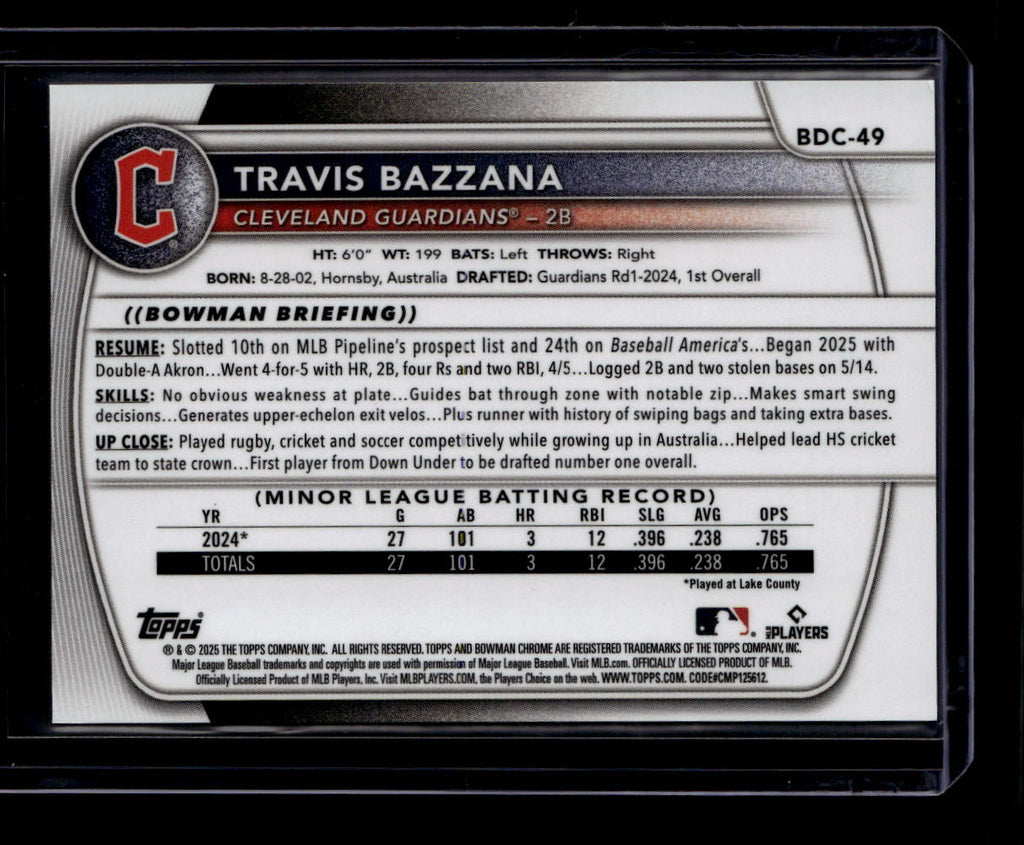 DELETE 180745 2025 Bowman Chrome Draft Sapphire Gold Refractor Travis Bazzana Rookie 47/50
