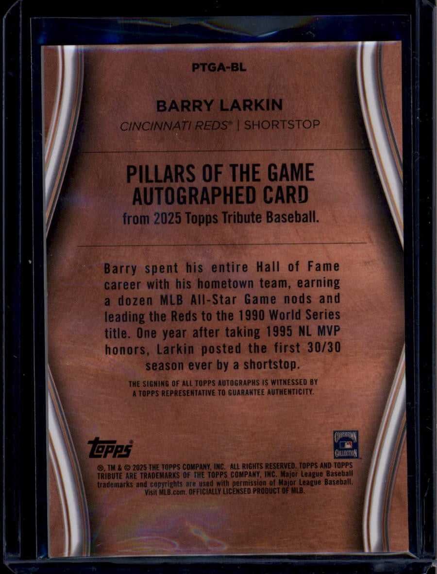 DELETE 180753 2025 Topps Tribute Pillars of the Game Autographs Purple Barry Larkin Auto 31/50