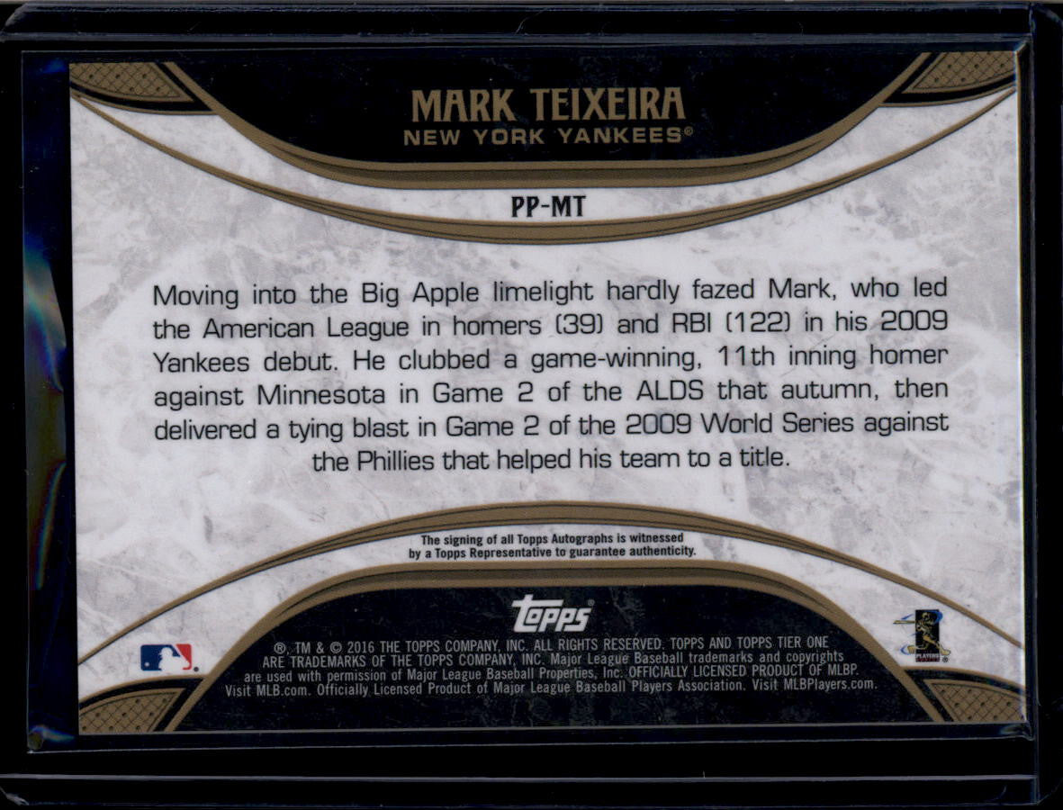 DELETE 180762 2016 Topps Tier One Prime Performers Autograph Silver Ink Mark Teixeira Auto /10