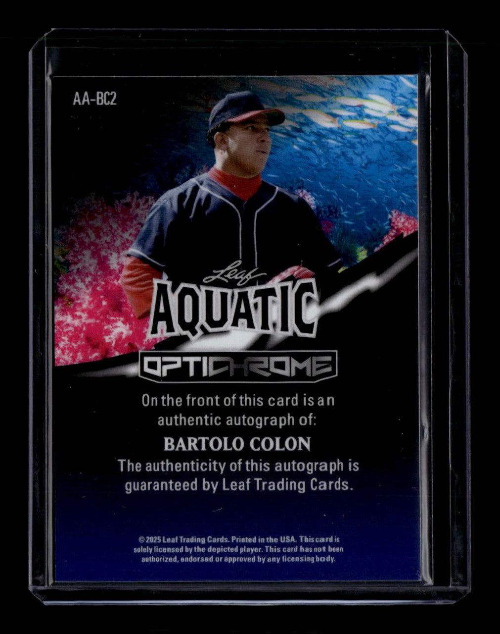DELETE 180765 2025 Leaf Optichrome Aquatic Autographs Jellyfish Shimmer Bartolo Colon Auto 1/1