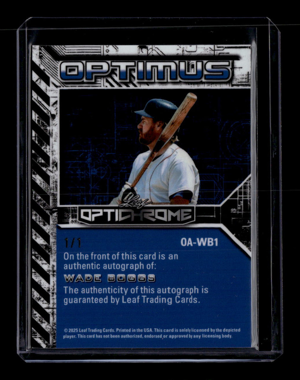 DELETE 180766 2025 Leaf Optichrome Optimus Autographs Pink Crystal oawb1 Wade Boggs Auto 1/1