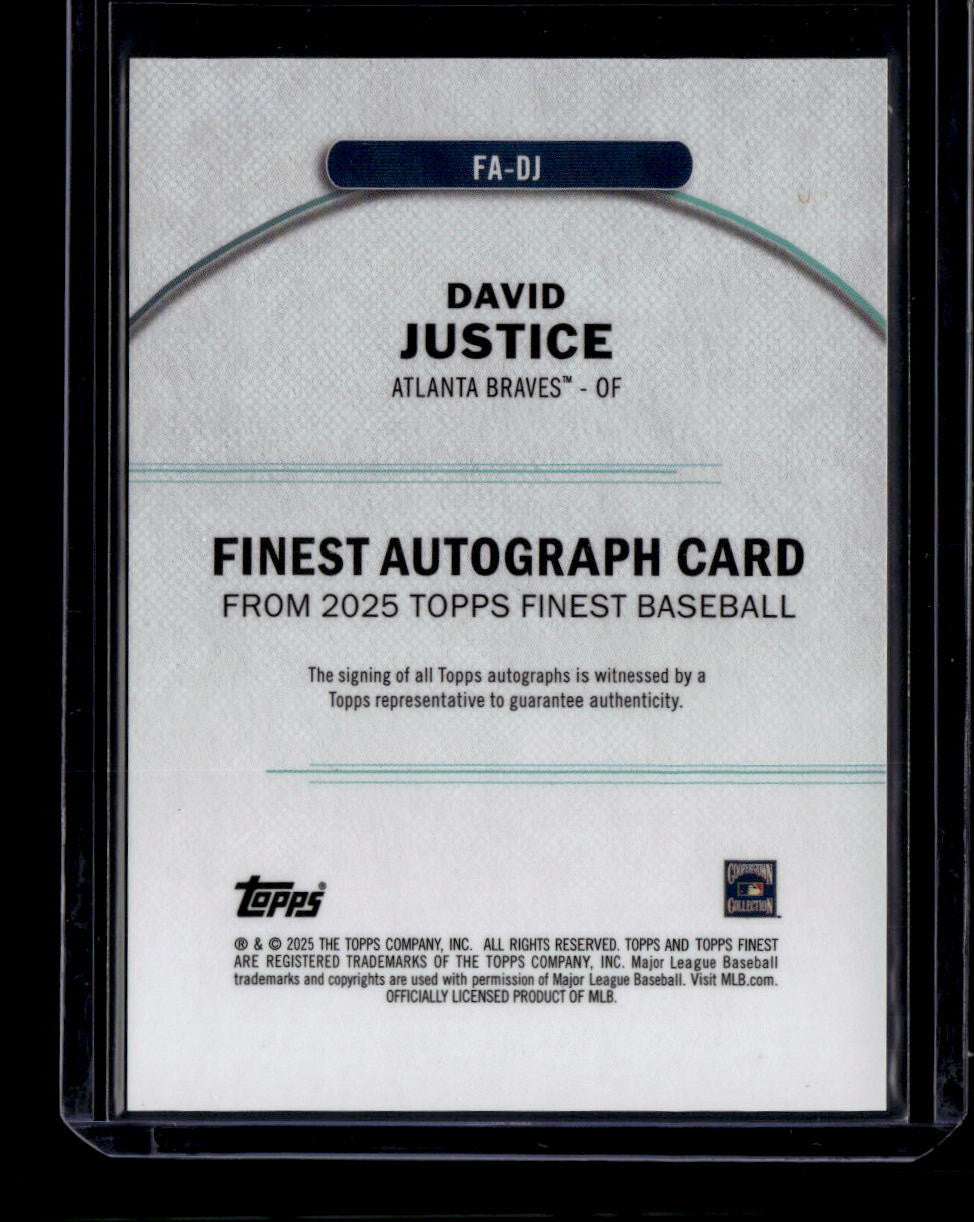 DELETE 180769 2025 Finest Autographs Gold Refractor FADJ David Justice Auto 9/50