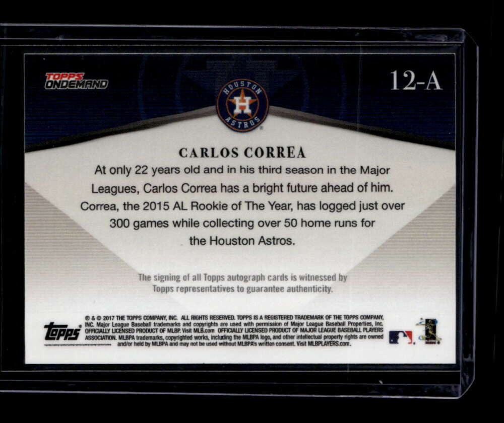 DELETE 180773 2017 Topps On Demand 600 Home Run Club Autographs 12a Carlos Correa Auto