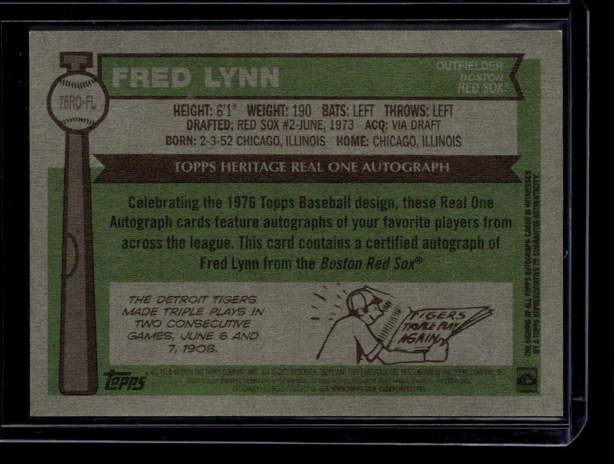 DELETE 180775 2025 Topps Heritage Real One Autographs 76rofl Fred Lynn Auto