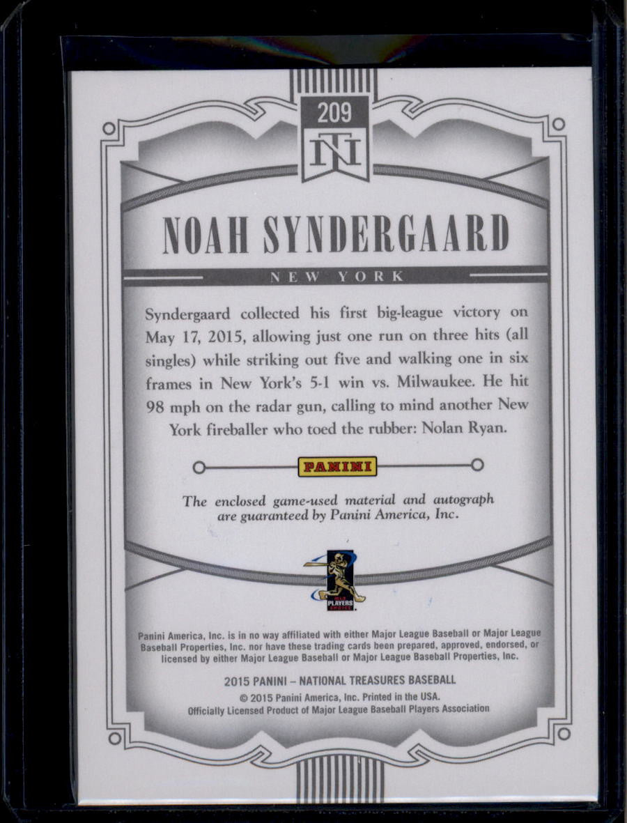 DELETE 180778 2015 Panini National Treasures 209 Noah Syndergaard Rookie Patch Auto 53/99