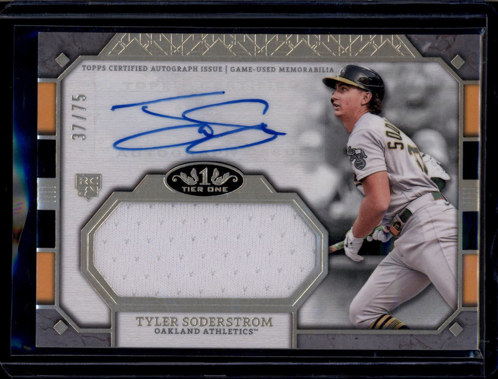 DELETE 180782 2024 Topps Tier One Jumbo Relic Autographs Tyler Soderstrom RC Jersey Auto 37/75