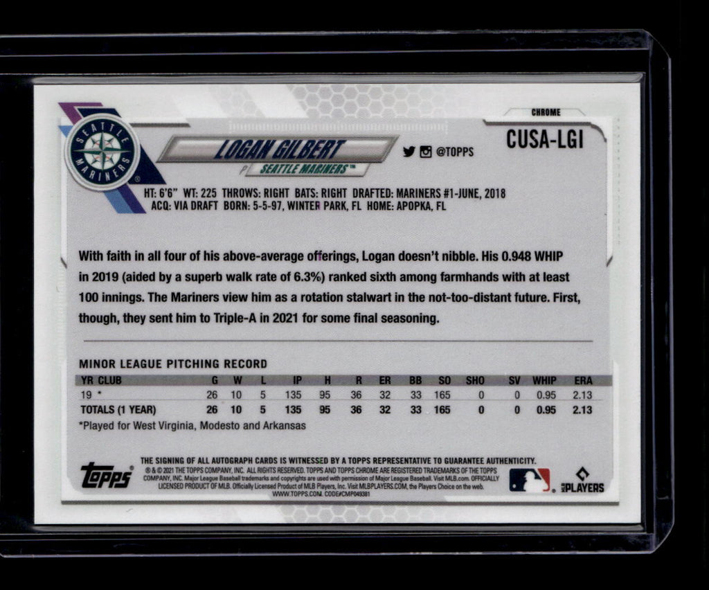 DELETE 180786 2021 Topps Chrome Update Autographs CUSALGI Logan Gilbert Rookie Auto