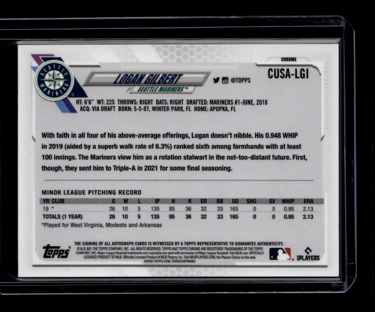 DELETE 180786 2021 Topps Chrome Update Autographs CUSALGI Logan Gilbert Rookie Auto