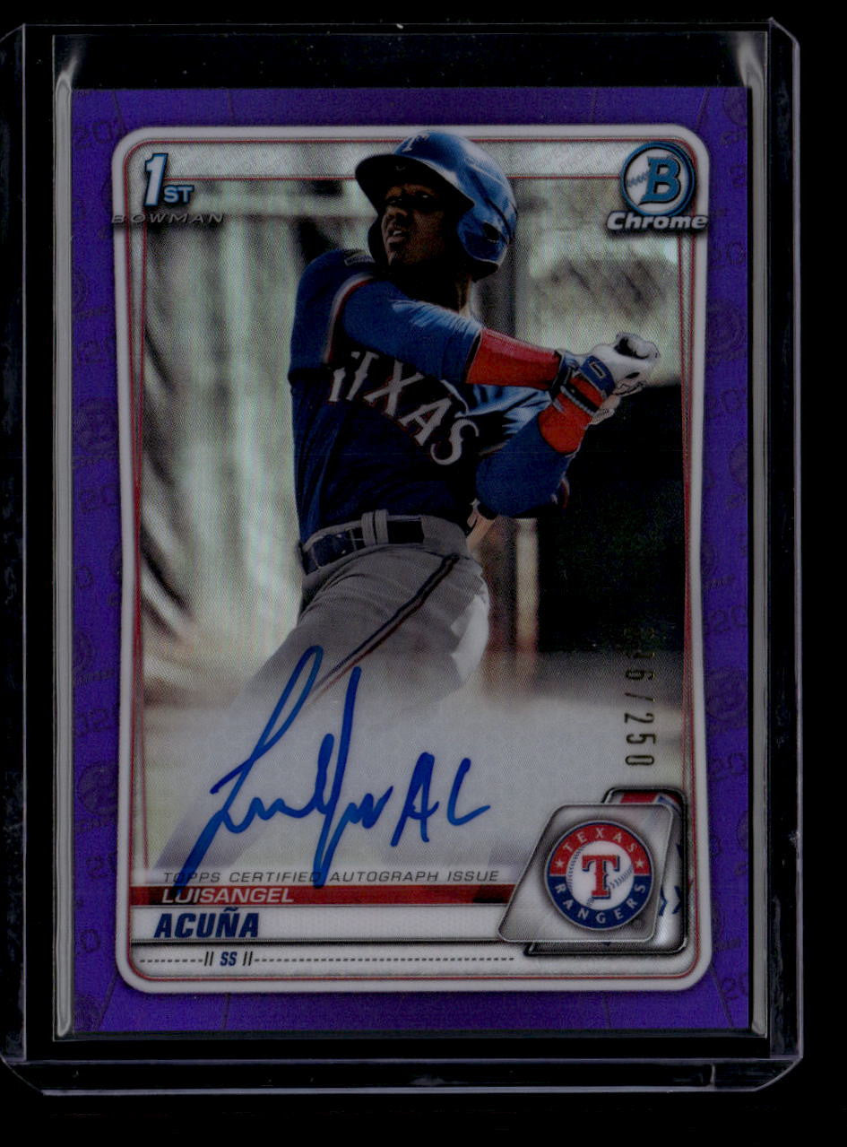 DELETE 180794 2020 Bowman Chrome Autographs Purple Refractor Luisangel Acuna RC Auto 96/250