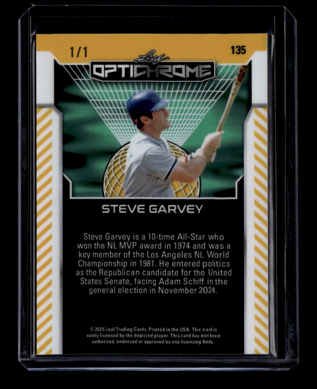 DELETE 180802 2025 Leaf Optichrome Blue Lava 135 Steve Garvey 1/1