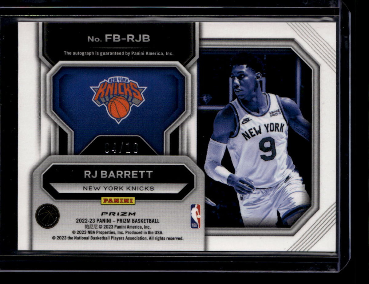 DELETE 180827 2022-23 Panini Prizm Fast Break Autographs Gold Refractor 6 RJ Barrett Auto 4/10