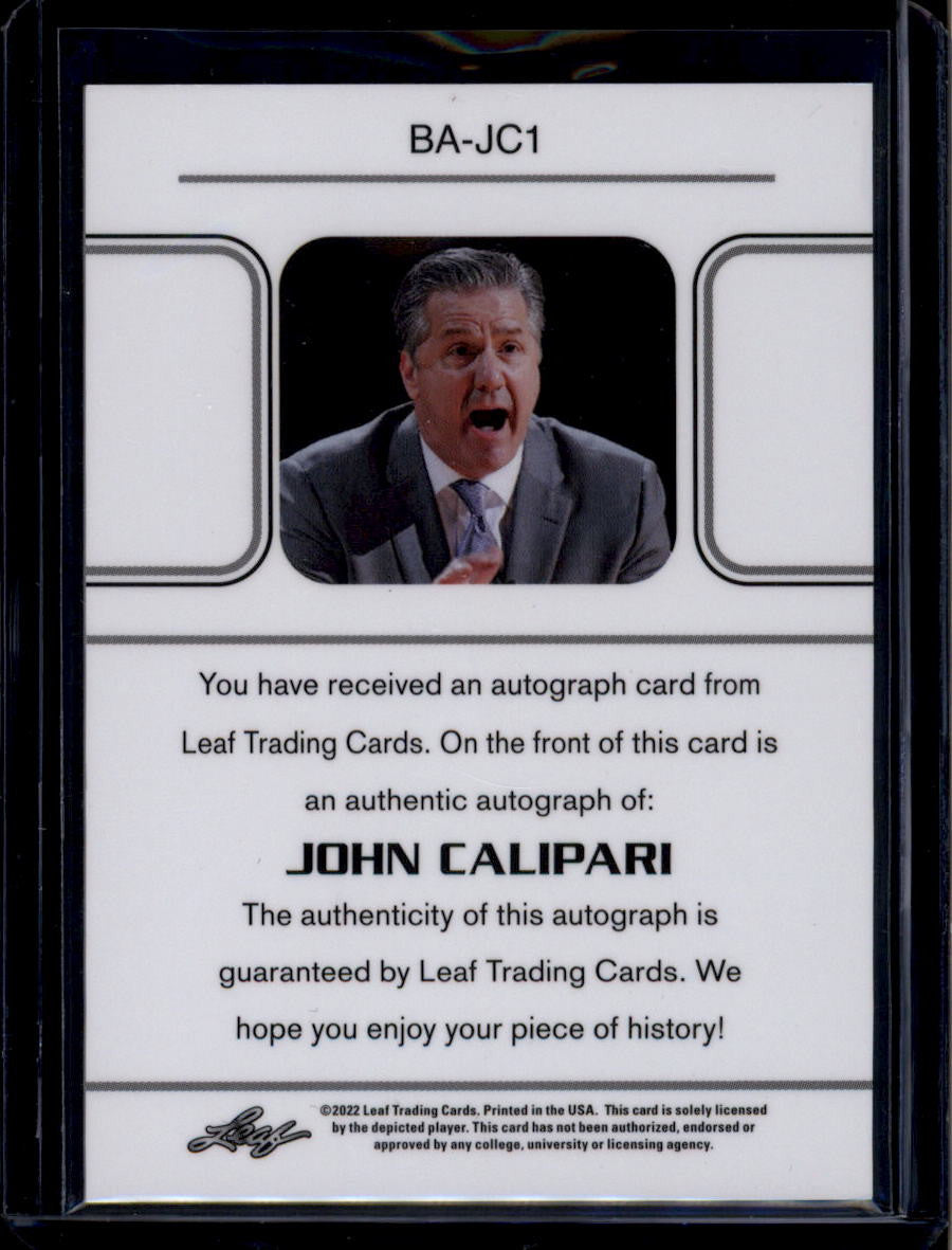 DELETE 180832 2021-22 Leaf Memories '90 Silver bajc1 John Calipari Rookie Auto 4/10