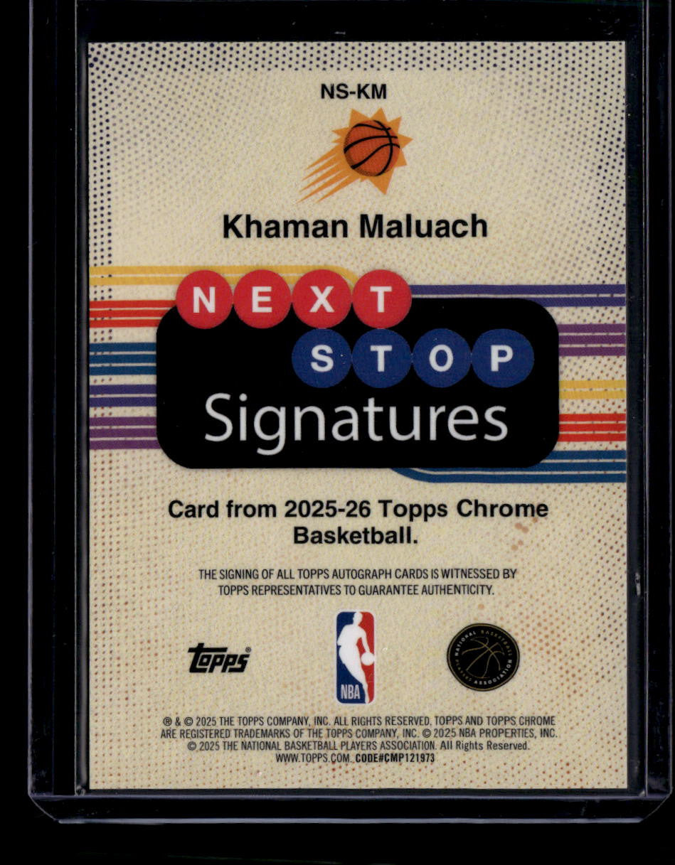 DELETE 180833 2025-26 Topps Chrome Next Stop Green Refractor NSKM Khaman Maluach RC Auto 70/99
