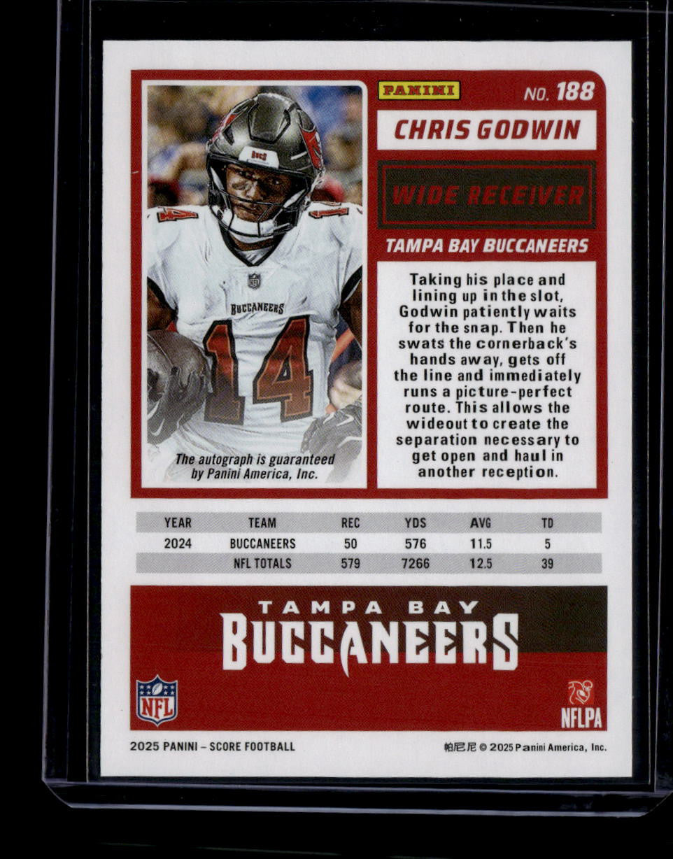 DELETE 180845 2025 Score Signatures Red Zone 188 Chris Godwin Auto 6/20