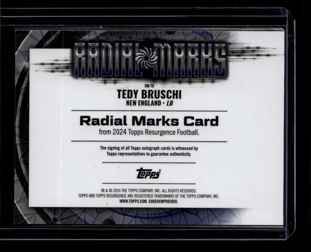 DELETE 180846 2024 Topps Resurgence Radial Marks Autographs Green Surge Tedy Bruschi Auto 9/15