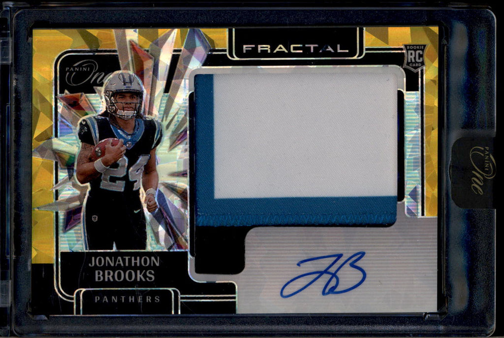 DELETE 180854 2024 Panini One Rookie Fractal Autographs Gold Jonathan Brooks RC Patch Auto /25