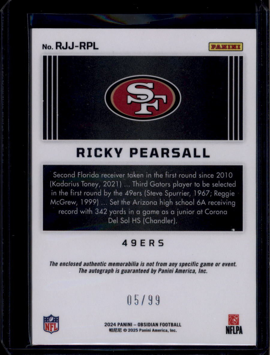 DELETE 180855 2024 Panini Obsidian Autographs Silver 209 Rickey Pearsall RC Jersey Auto 5/99