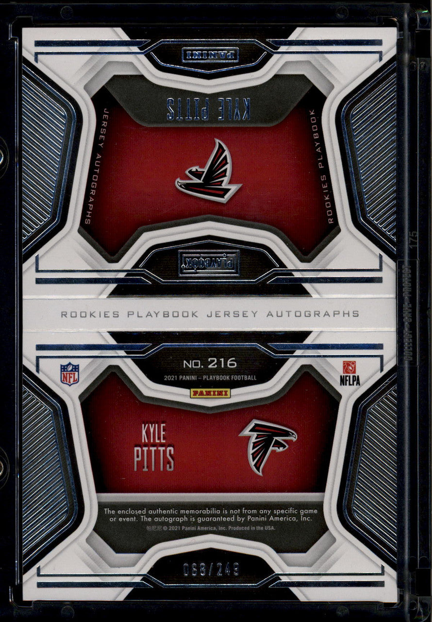 DELETE 180860 2021 Panini Playbook 216 Kyle Pitts Rookie Booklet Jersey Auto 68/249