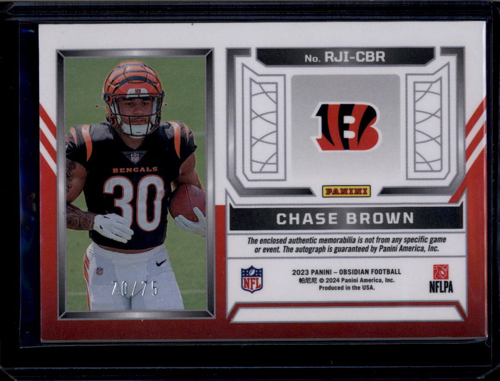 DELETE 180861 2023 Panini Obsidian Rookie Ink Purple 34 Chase Brown RC Dual Jersey Auto 70/75