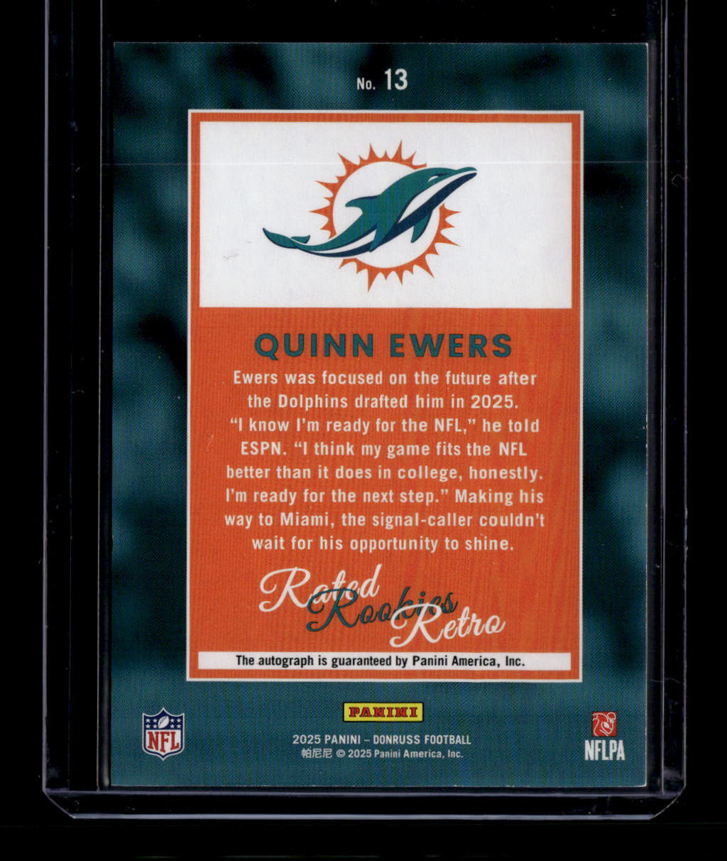 DELETE 180863 2025 Donruss Rated Rookies Retro Autographs 13 Quinn Ewers RC Auto 53/99