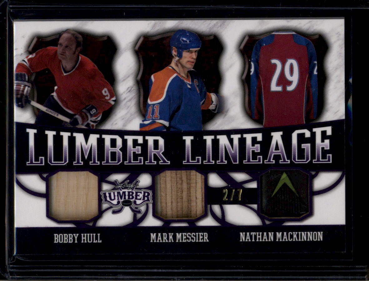 DELETE 180875 2021-22 Leaf Lumber Lineage Purple Bobby Hull Messier MacKinnon Triple Stick 2/7