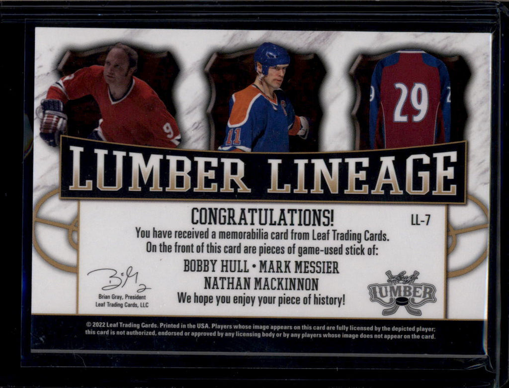 DELETE 180875 2021-22 Leaf Lumber Lineage Purple Bobby Hull Messier MacKinnon Triple Stick 2/7