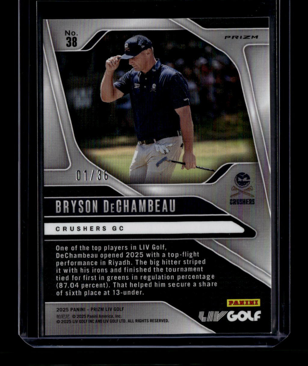 DELETE 180886 2025 Panini Prizm LIV Prizms White Refractor 38 Bryson DeChambeau 1/36