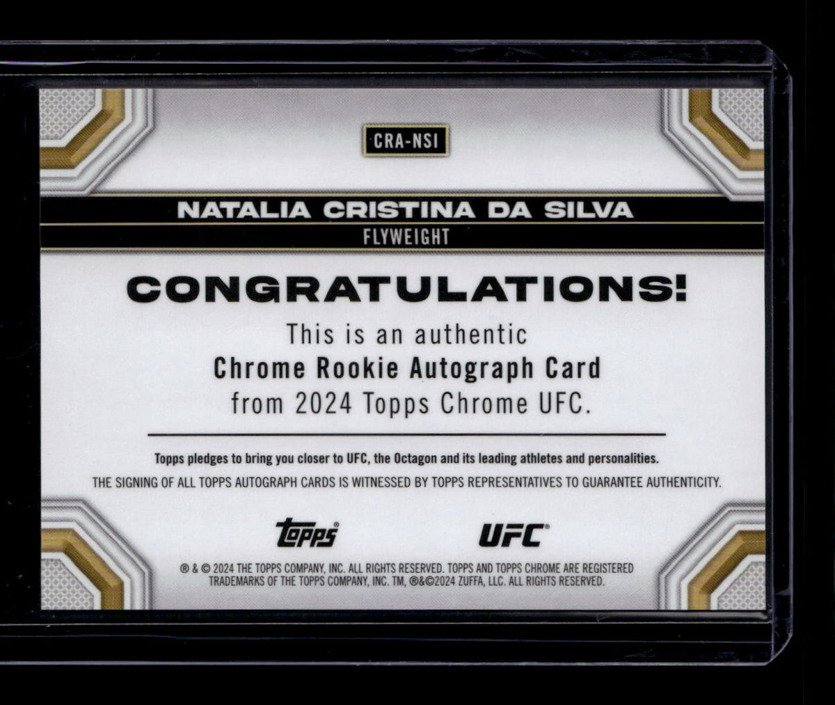 DELETE 180889 2024 Topps Chrome UFC Rookie Autographs CRANSI Natalia Cristian Da Silva Auto