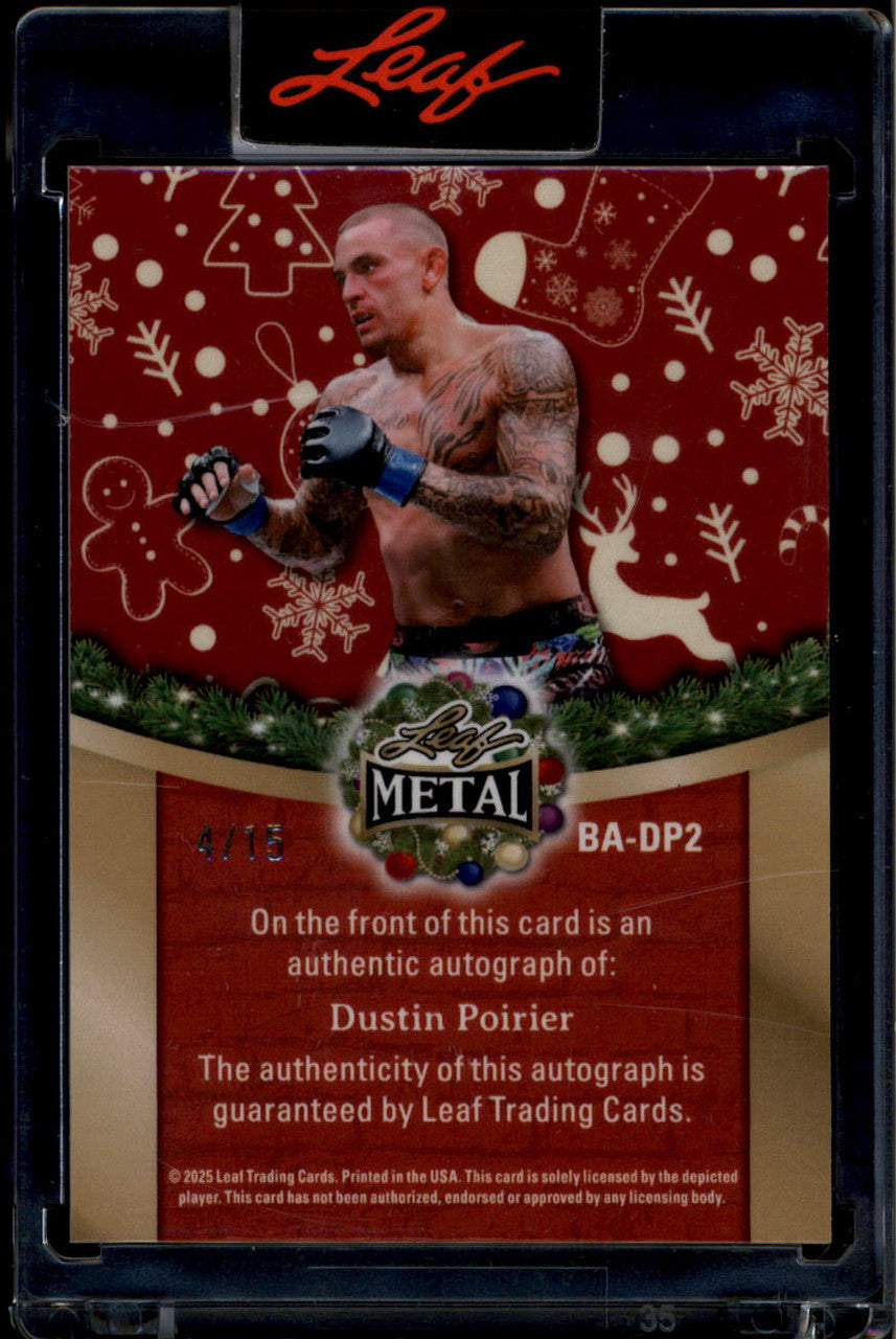 DELETE 180890 2025 Leaf Metal Happy Holidays Candy Cane Snowflake Dustin Poirier Auto 4/15