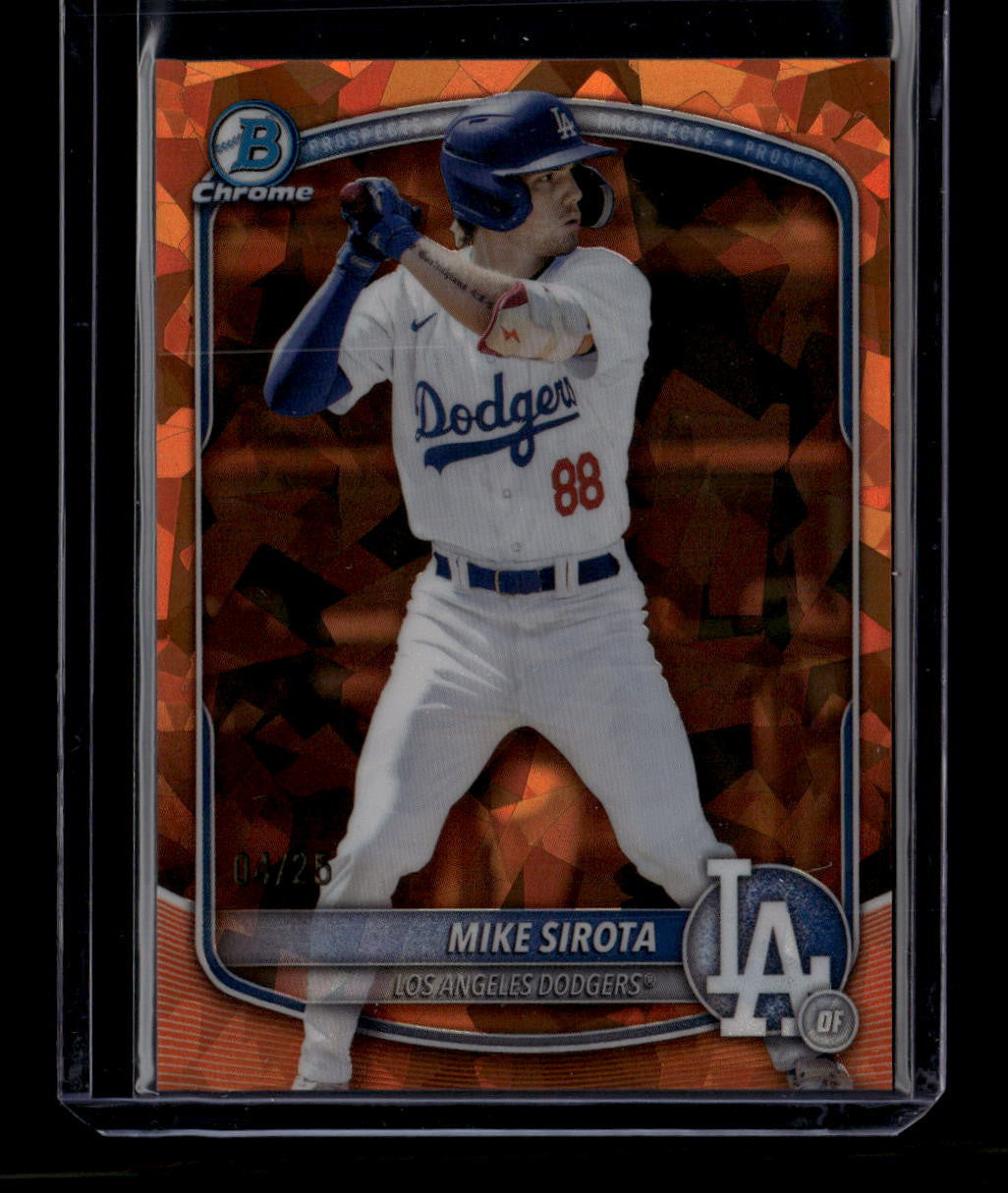 DELETE 180895 2025 Bowman Chrome Draft Sapphire Orange Refractor bdc11 Mike Sirota Rookie 4/25