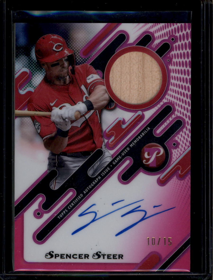 DELETE 180907 2025 Topps Pristine Pieces Autograph Pink Refractor Spencer Steer Bat Auto 10/15